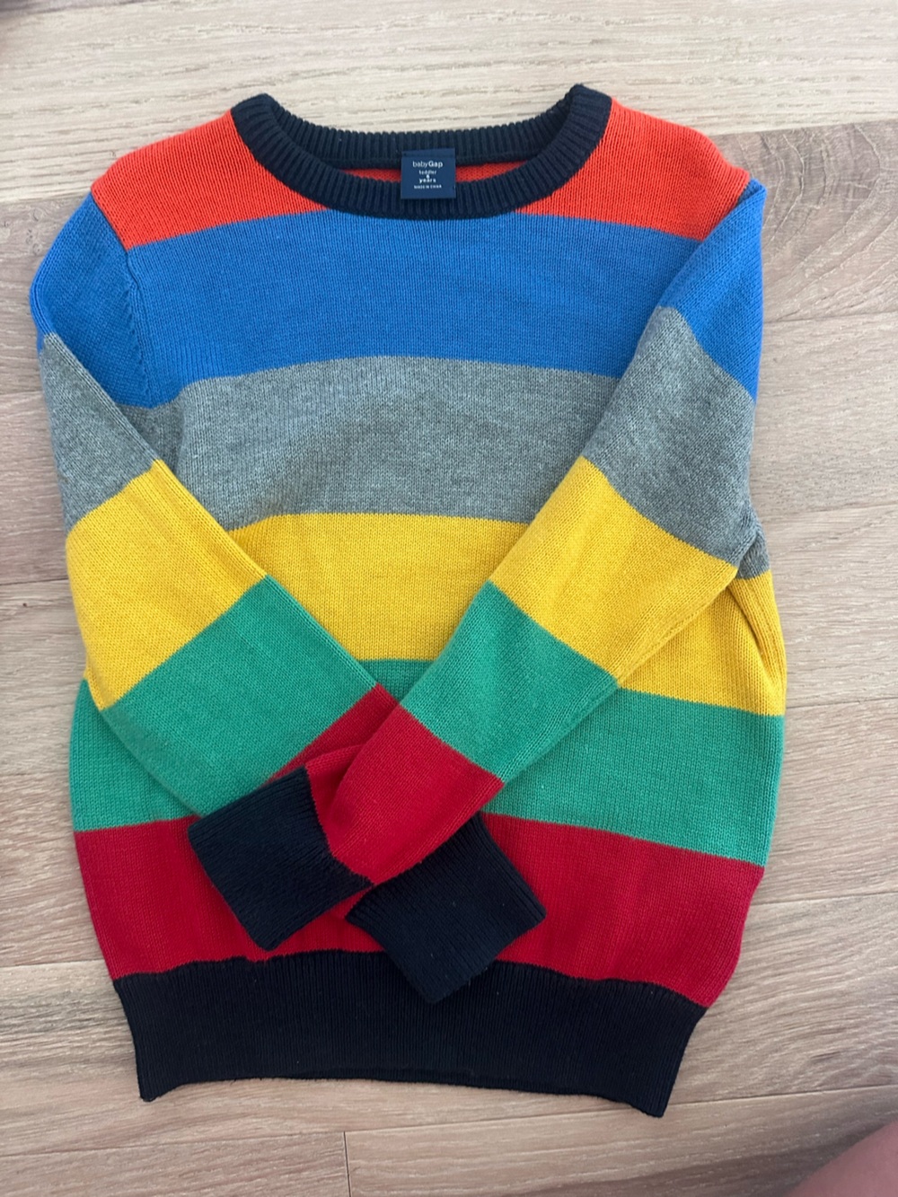 GAP Kids Multicolor Stripe Sweater - Red, Blue, Green, Yellow, Gray, Black